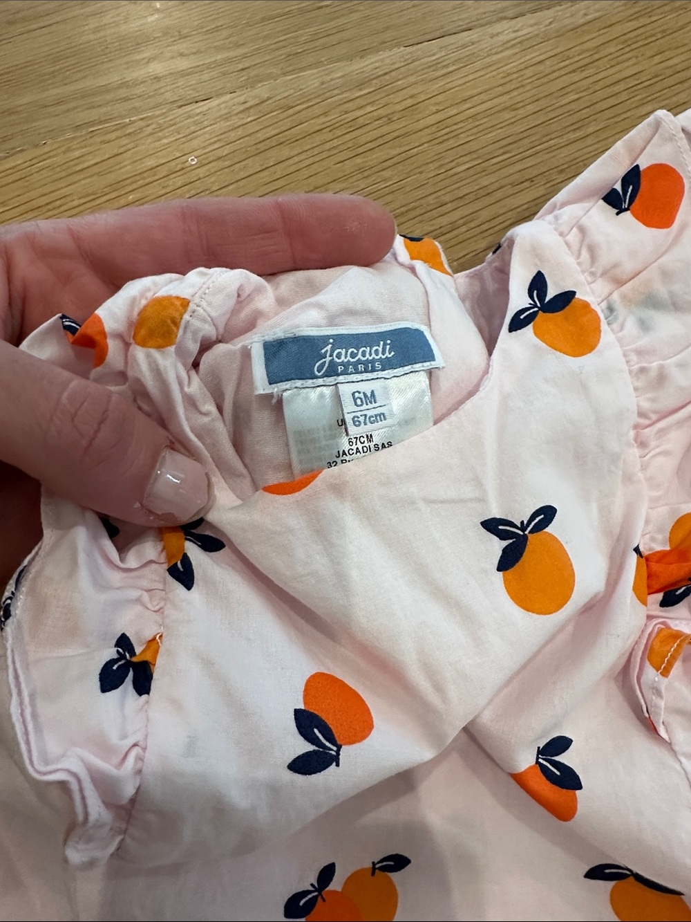 Jacadi Pink Dress with Orange Fruit Print - Picture 2 of 6